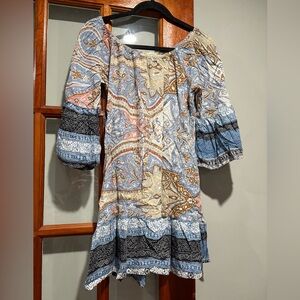 Umgee Blue Multi Paisley Midi Dress